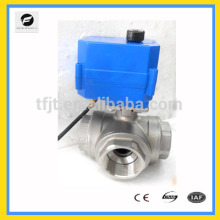 CTF001 3-port DC5V 1 inch T-flow stainless steel 304 electric motorized ball valve for auto Irrigation control equipment